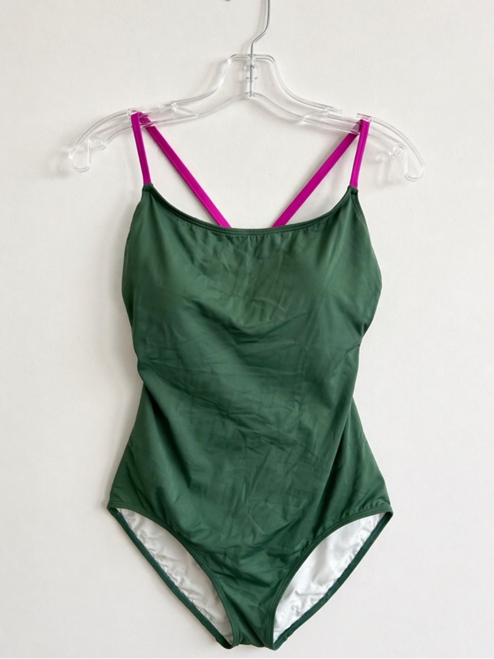 Desigual Green One-Piece Swimsuit with Pink Straps. Size 6